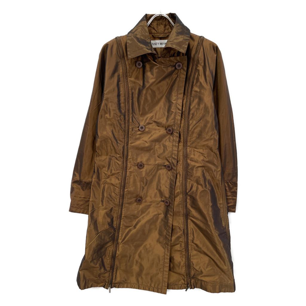 ISSEY MIYAKE IM33FA510 Bronze Metallic Color Zipper Design Trench Coat Coat 3 bronzeUsed
