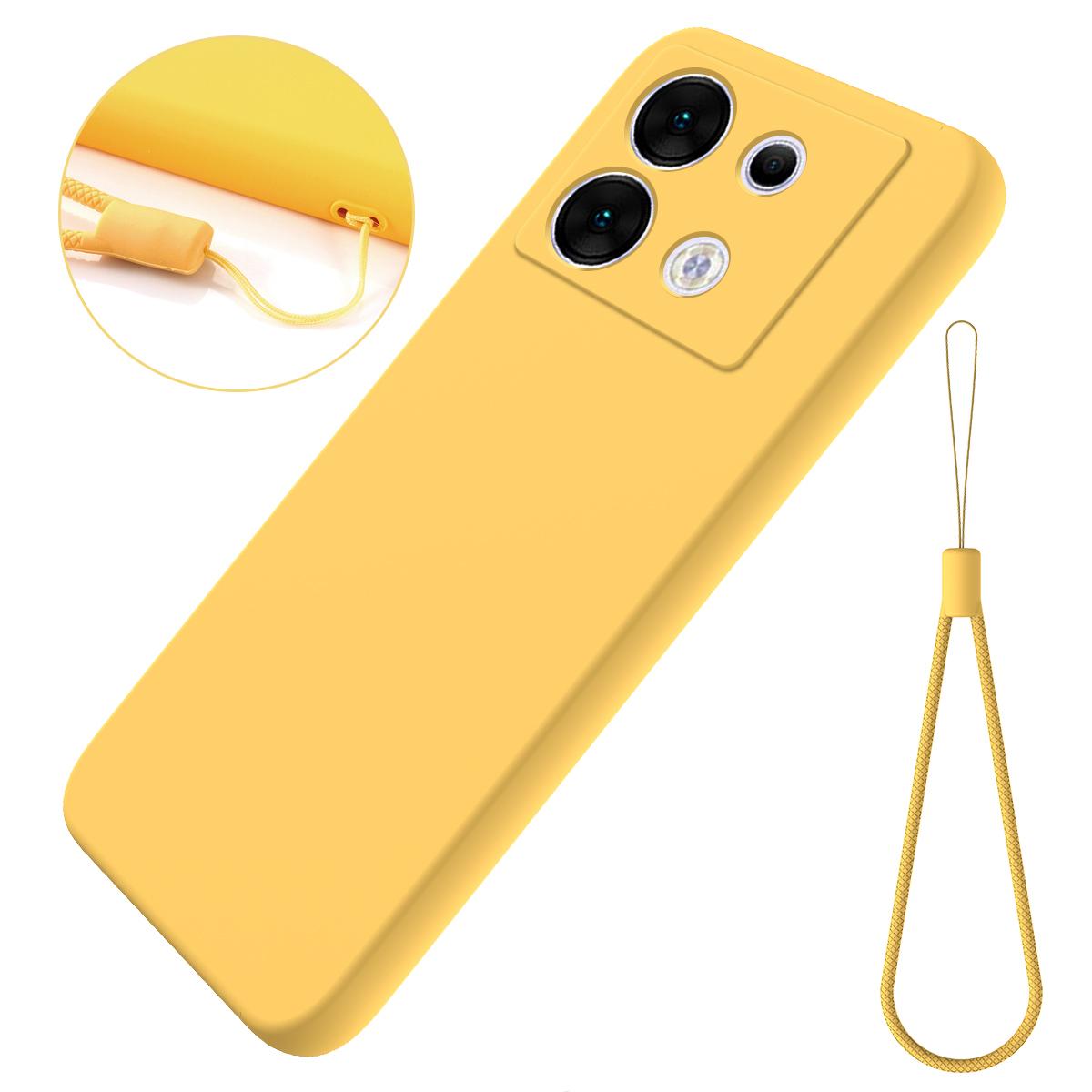 

For Infinix Zero 30 5G X6731 Case Soft Lining Phone Cover Liquid Silicone Phone Shell with Strap Yellow