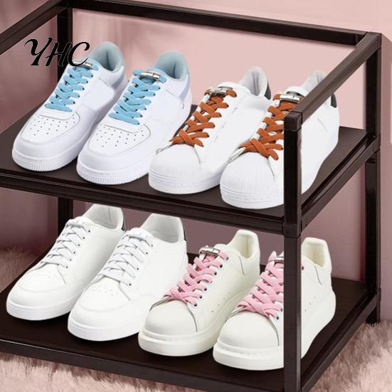 Lazy Shoe Lace Buckle 1 Pair Shoelace Metal Magnetic Lock Laces Clip No Tie for Sneakers Kids Adult Curved Fastener