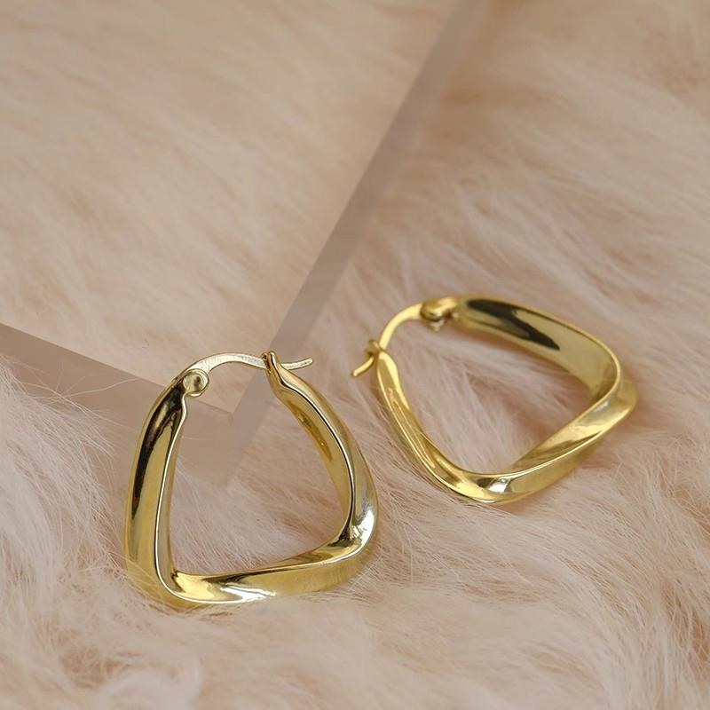 

Huitan Elegant Women Hoop Earrings Gold Color/Copper Color Geometric Design Luxury Wedding Engagement Accessories Trendy Zircon