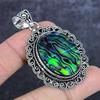Natural Abalone Shell Gemstone 925 Sterling Silver Jewelry Pendant 2.25" ETC-14044