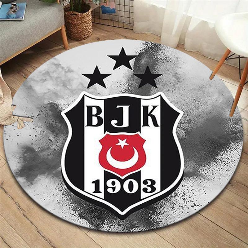 Besiktas Gymnastics Club Round Area Rug,Carpet Rug for Living Room Bedroom Sofa Playroom Decor,Non-slip Floor Mat