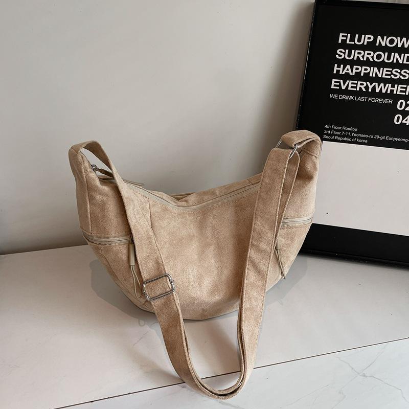 

New Women Commuter Hobo Bag Comfortable and Versatile Texture Crossbody Shoulder Bag Large Capacity Suede Leather Storage Bags білий