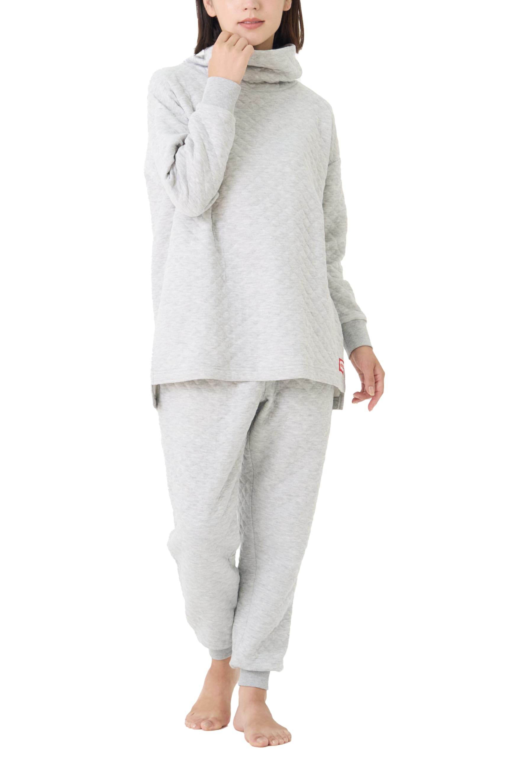 

Room Wear Top and Bottom Set Fluffy with Belly Band L Gray [Hokaron]