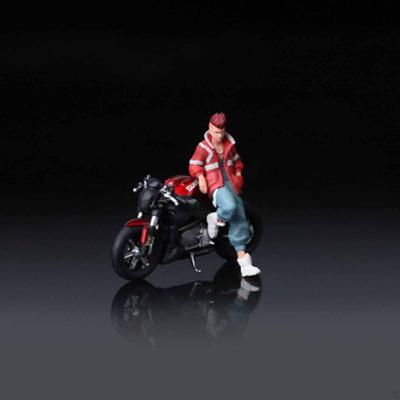 1:64 Motorcycle Model with Resin Figure Hand Painted Tiny People 1/64 Scale Motorbike Scene