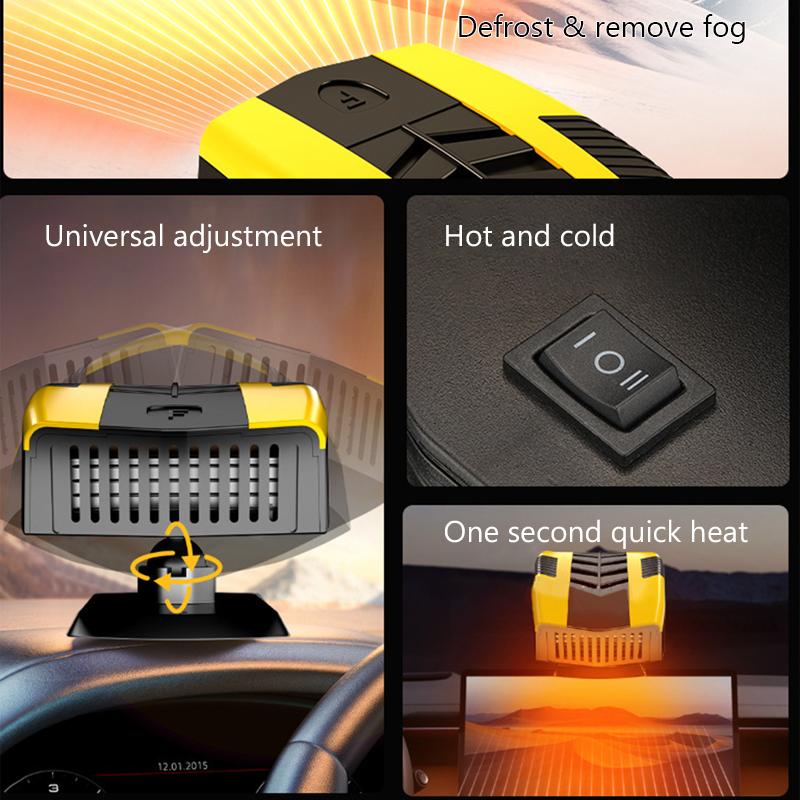 SEAMETAL 12V Car Heater Windshield Defogger and Defroster 360° Rotatable Heating/Cooling Fan Portable Car Air Defogging Heater