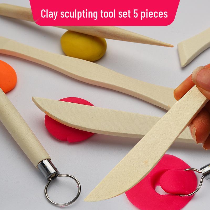 Ensemble d'outils de modelage en argile de poterie en cinq pièces pour sculpture DIY