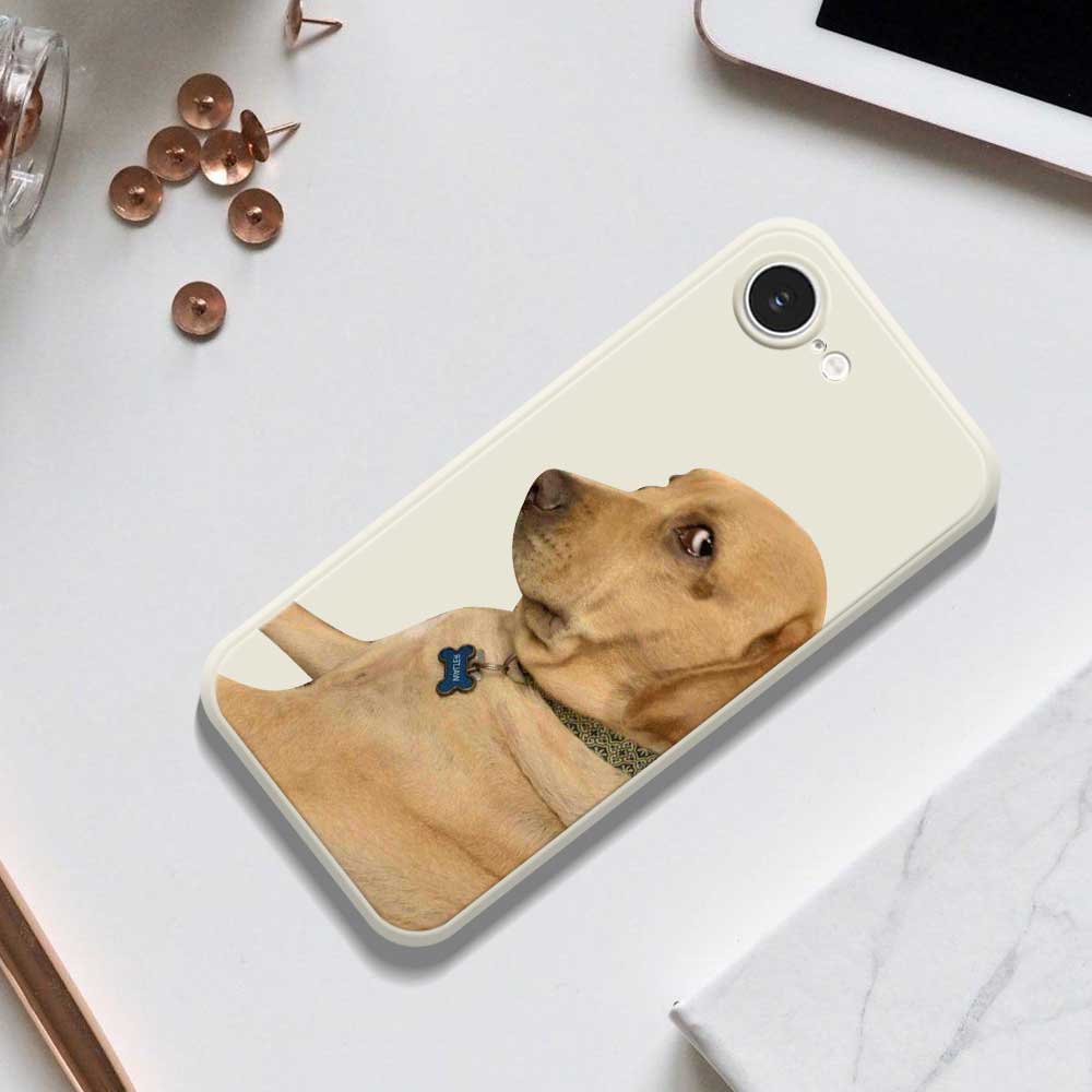 For iPhone 16e Case Yellow Dog Pattern Printing Straight Edge TPU Phone Back Cover