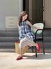 Stylish Plaid Stripe Vest & Lace Hem Top Two-Piece Set for Girls - Summer 2026 Collection