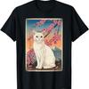 White Cat Mount Fuji Cherry Blossom T-Shirt