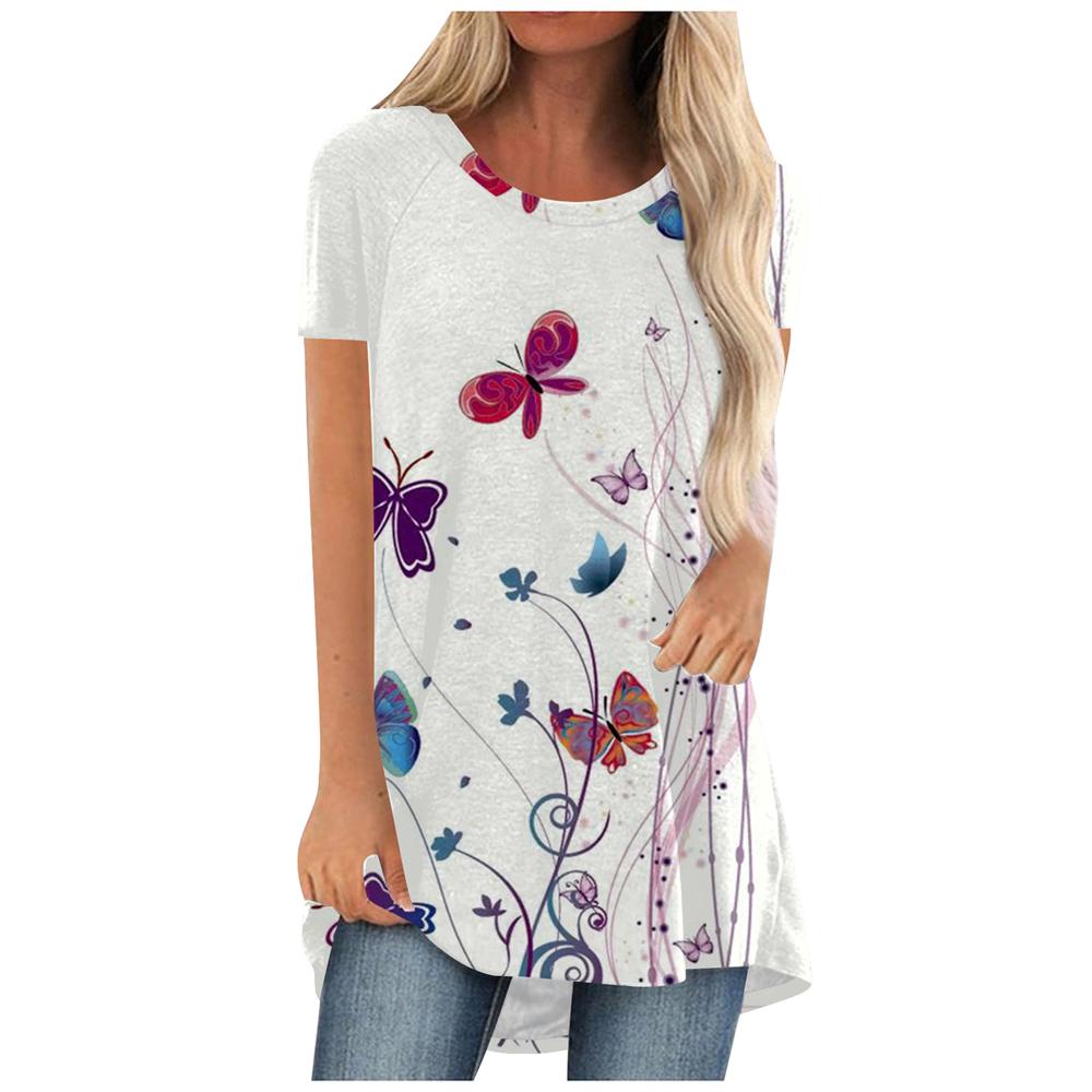 

Summer Long T Shirt Flower Floral 3D Print Streetwear Women Fashion Vintage Short Sleeve T-Shirts Girl Tops Tees Woman Clothing S