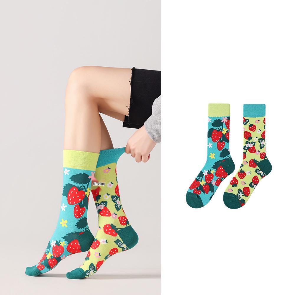 AB Socks Unisex Mid-Calf Dopamine Outfit, Asymmetrical Mismatched Street Trend Long Socks