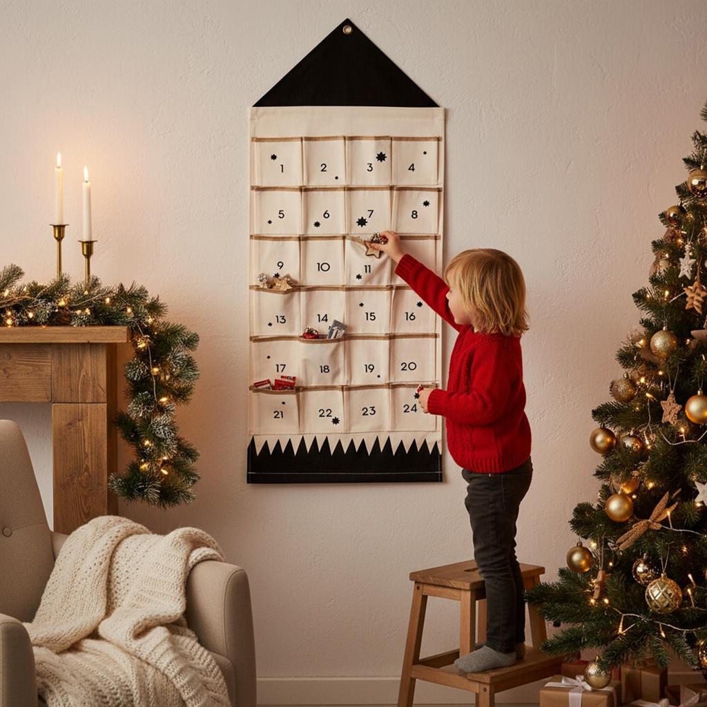 Fabric Christmas Advent Calendar Reusable Xmas Tree Empty Cloth Ornaments DIY Household Festival Decorations Gift for Friends