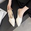 Retro Pointed Toe Metal Chain Semi-slippers Women's Outward Wear Fashion Baotou Shallow Mouth Simple Low-heeled Shoes