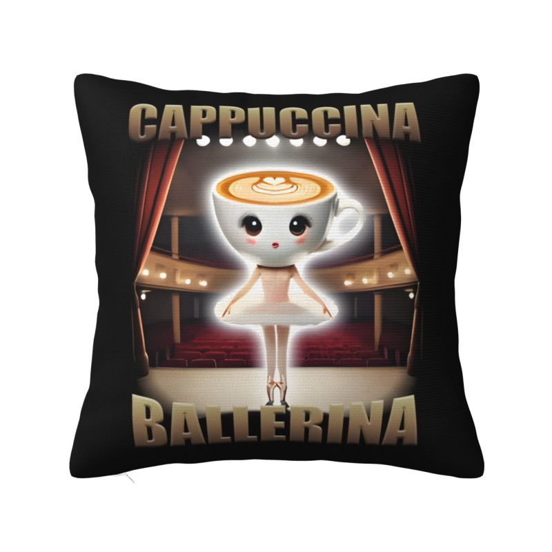 Italian Brainrot Cappuccino Assassino Throw Pillow Case Home Decorative Cushions Cover For Sofa Car Square Polyester Pillowcase