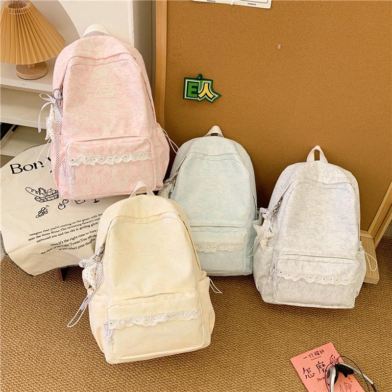 Schoolbag Japanese ins style girl backpack female middle school student schoolbag high value lace edge light leisure travel backpack
