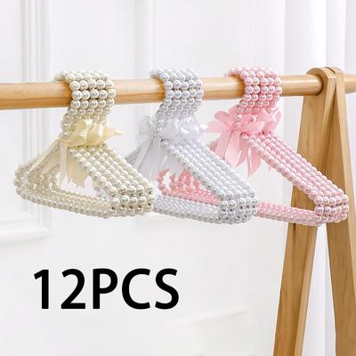 8/12Pcs Pearl Hanger Bow Tie Beads Kids Adult Clothes Bride Hanger Dress Wardrobe Closet Storage Dry Rack for Baby Girls Boy