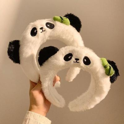 Cute Cartoon Panda Plush Headband For Women'S Face Washing Amusement Park Funny And Creative Headband For Zoo Hair Accessories