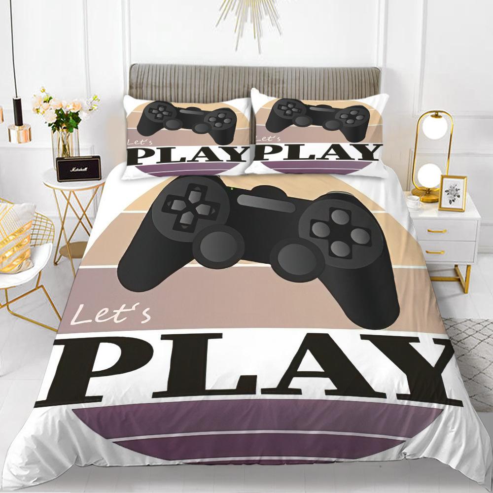 Zestaw Poszwy na Kołdrę z Guzikami Poliestrowa Poszwa na Kołdrę z Poszewkami na Poduszki Dla Dzieci Miłośników Gier Zestaw Pościeli Rozmiar King Queen