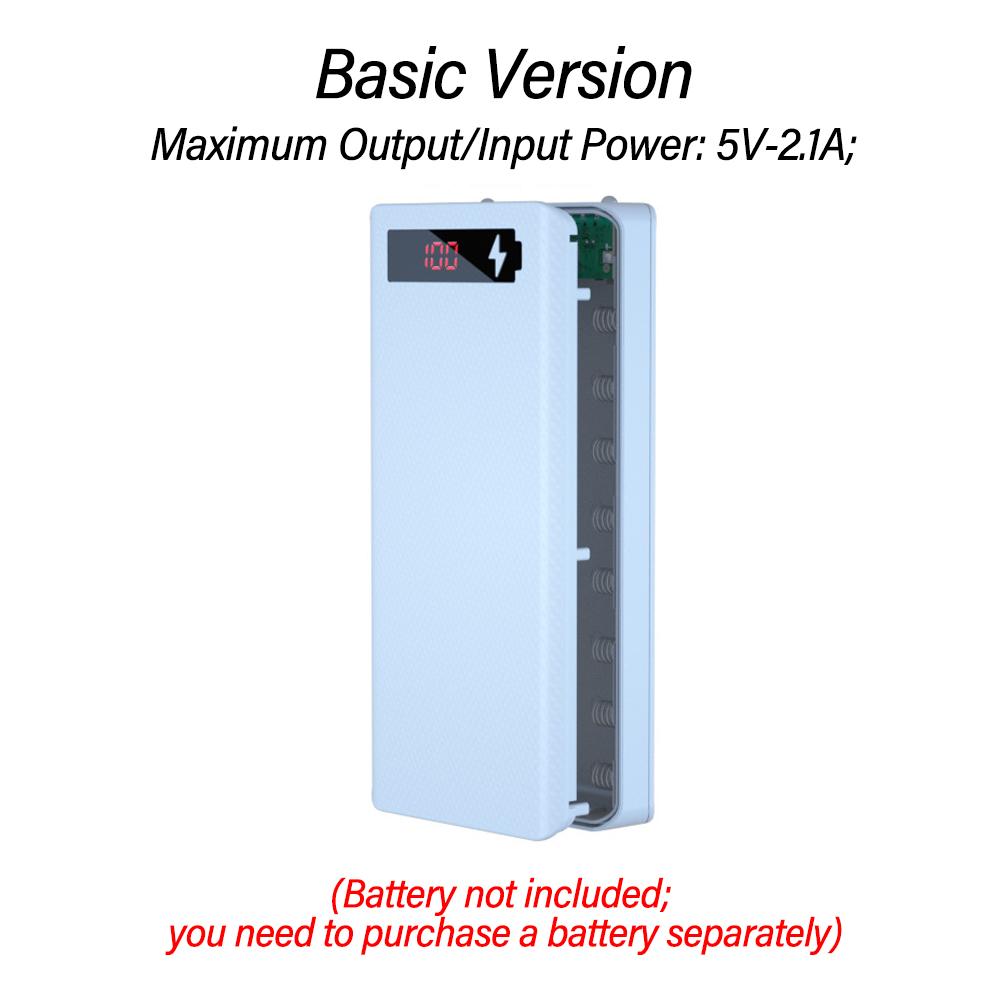 8 Cell 18650 Detachable Solder-Free DIY Power Bank Kit Mobile Power Supply Battery Case  LED Digital Power Display No Battery