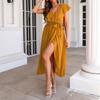 Women's Fashionable Solid Color V-neck Sleeveless Dress