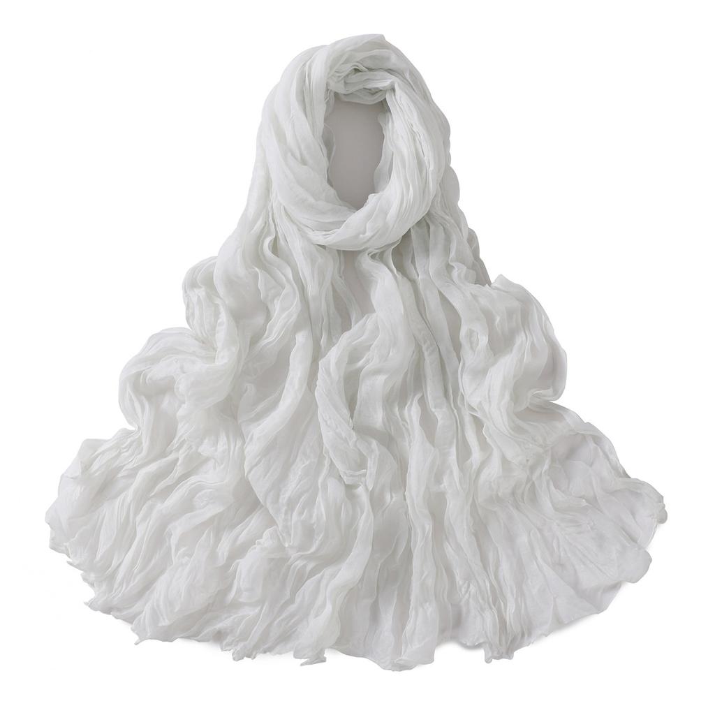 Autumn New Crumpled Scarf For Women Girls Students Solid Color Cotton Voile Thin Scarves Soft Knitting Shawl Female Wrap Shawls