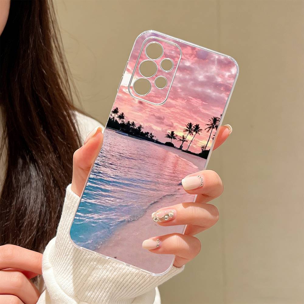 Meeresblick Sonnenuntergang Handyhülle Transparentes Silikon Weich Für Samsung S25,S24,S21,S22,S23,S30,Ultra,S20,Plus,Fe