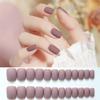 24Pcs Short Matte Ash Purple Press On Nails Full Cover Fake Nails Removable Acrylic Nail Art Decoration