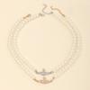 Planet Pearl Choker Necklaces for Women Crystal Rhinestones Pearl Bead Necklaces Ladies Wedding Pearl Bead Chain Neck