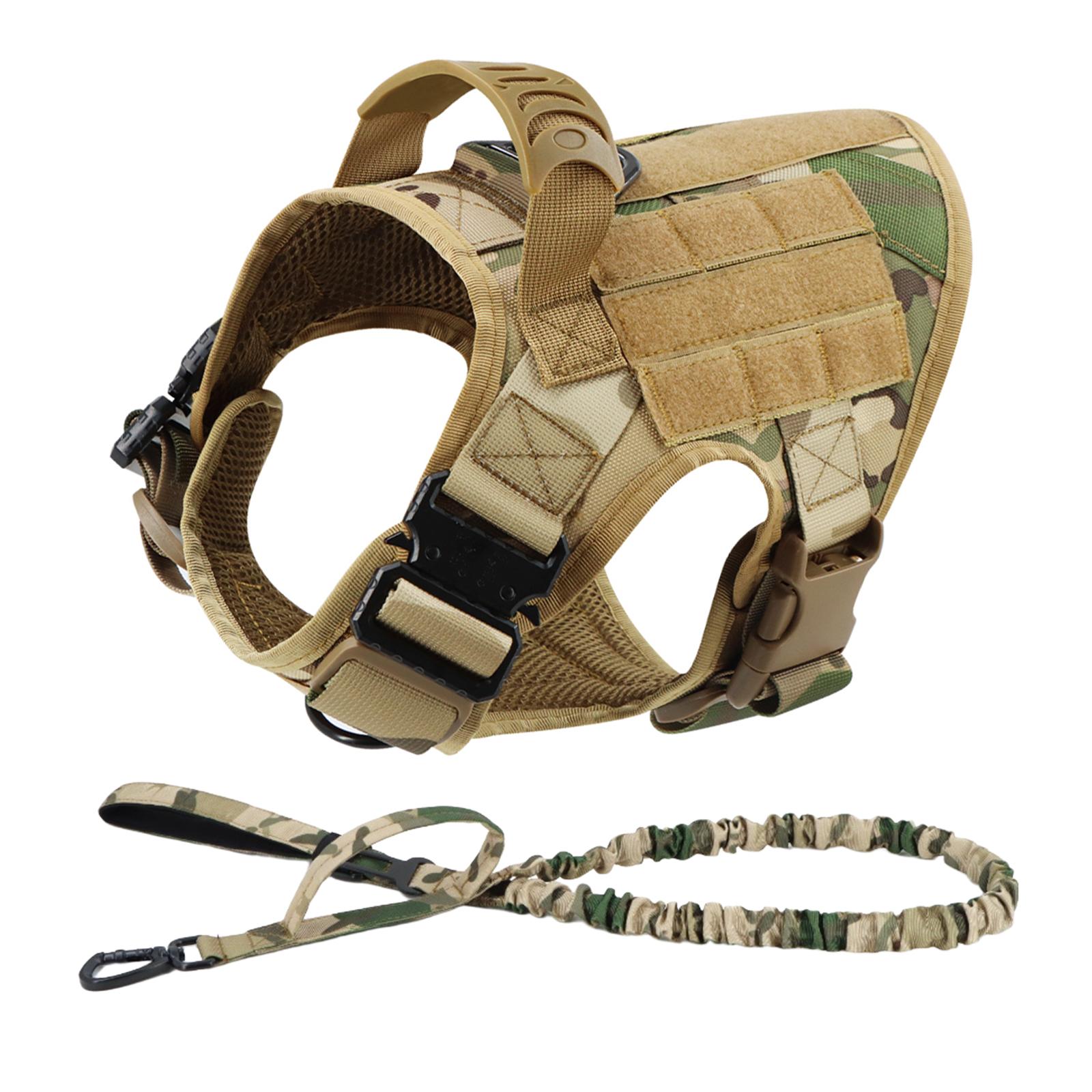 Tactisch Hondentuig Leash Set Voor Grote Honden Militaire Tuigen Voor Training Wandelen Jagen Huisdier Vest Handvat Geen Trekken Malinois (Camouflage,M) camouflage