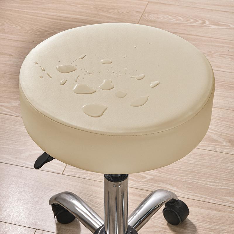 PU Waterproof Round Stool Cover Elastic All Inclusive Bar Rotating Chair Seat Cover Cashier Counter Stool Slipcover Home Hotel