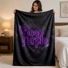 Deep Purple Print Flannel Blanket Cozy Lightweight Plush Throw Blanket For Bed Sofa Household Use
