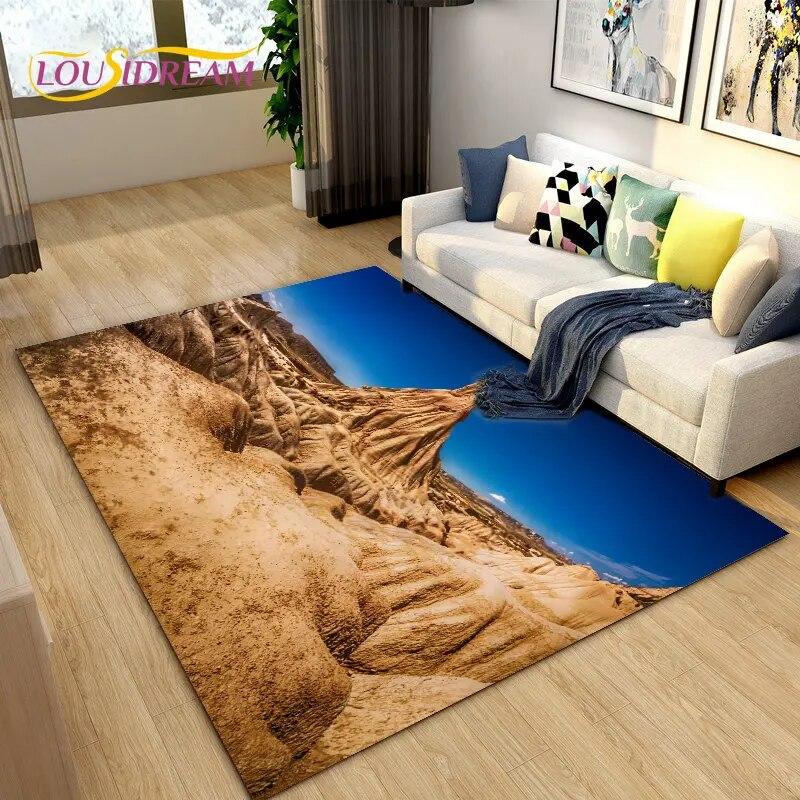 Nature Scenery Desert Sand Area Rug Large,Carpet Rug for Living Bedroom Sofa Doormat Decoration,Children Play Non-slip Floor Mat