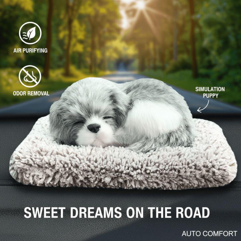 Plush Car Center Console Dog Figurines Simulation Purifies The Air Sleeping Dog Figurine Toy with Cloth Pad Deodorizes