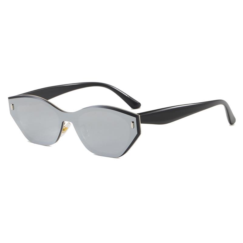 Hong Kong Style Frameless Integrated Sunglasses Women's High-end Cat's Eye Large Square Face Small Seaside UV-proof Sunglasses