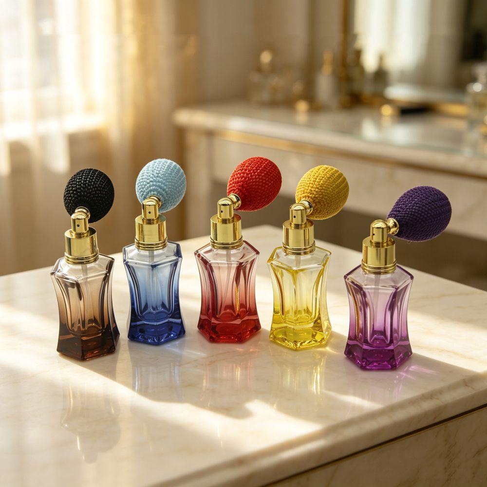 Curved Faceted Air‑Ball Perfume Bottle Glass Empty Perfume Container Gift Giving