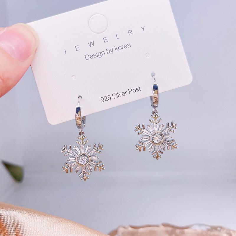 Rotatable Christmas Tree Zircon Stud Earrings, Sterling Silver, Light Luxury Design for Women