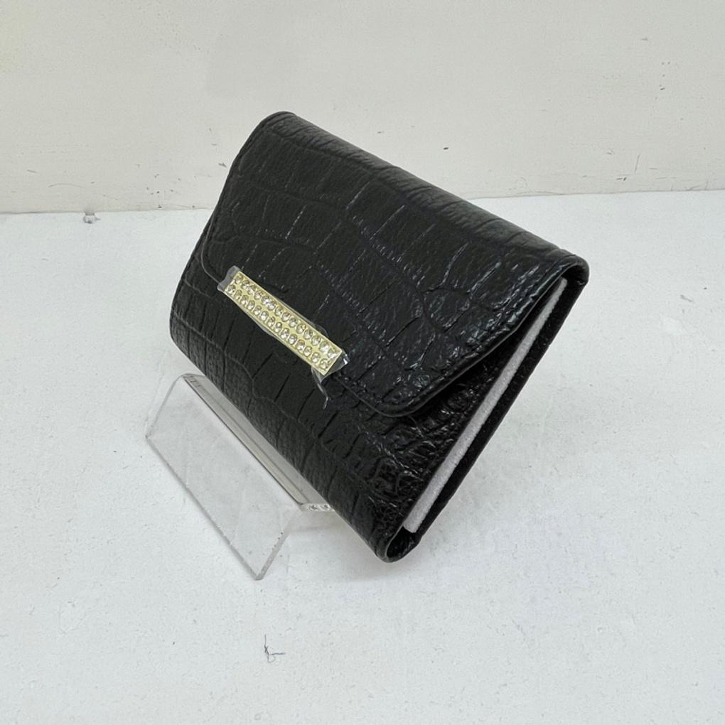 Women's Cowhide Half Wallet - Lightweight and Luxurious Crocodile Pattern - Convenient Storage Wallet - AW9165 Black