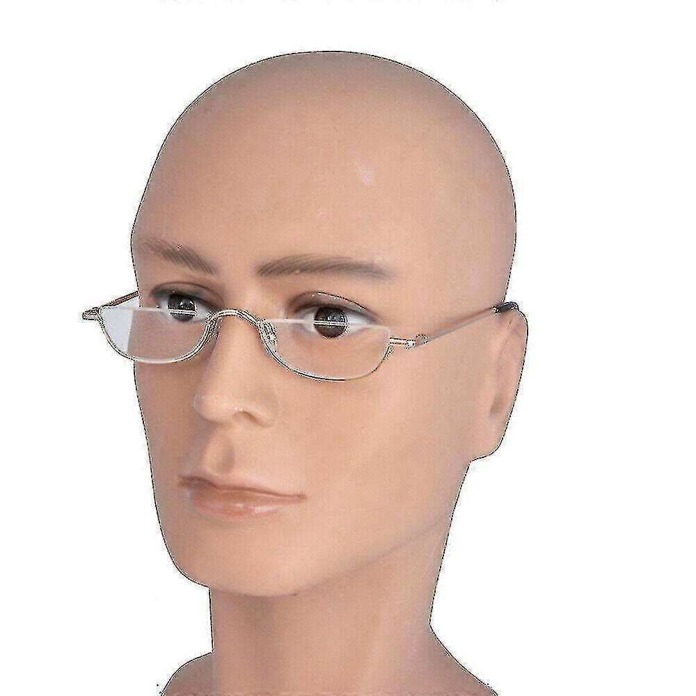 Reading Glasses Metal Spring Hinges Half Moon Semi Rimless Readers  1.0~ 4.0 Tw