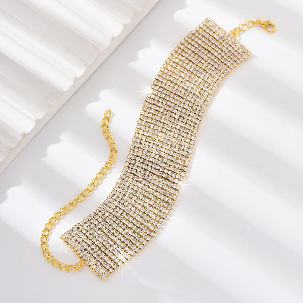 1 Women's European and American Trendy Multi Row Rhinestone Ankle Chain Outdoor Tourism Beach Banquet Party Holiday Gift