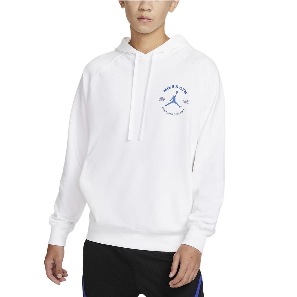 Jordan Printed Logo Drawstring Hoodie with Long Sleeves Men Hoodie White DV1291-100