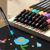12/24/36pcs Soft Brush Tip Acrylic Marker Pens Vibrant Colors No Bleed Paint Markers for Canvas Rock Glass Fabric DIY Crafts