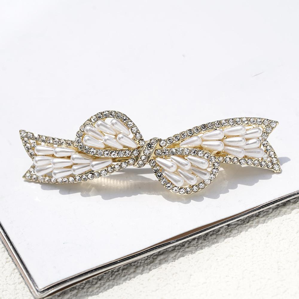 1Pcs Elegant Crystal Leaf Spring Hairpin For Women Fashion Rhinestone Back Head Hair Clip Hair Accessories Jewelry Headwear New