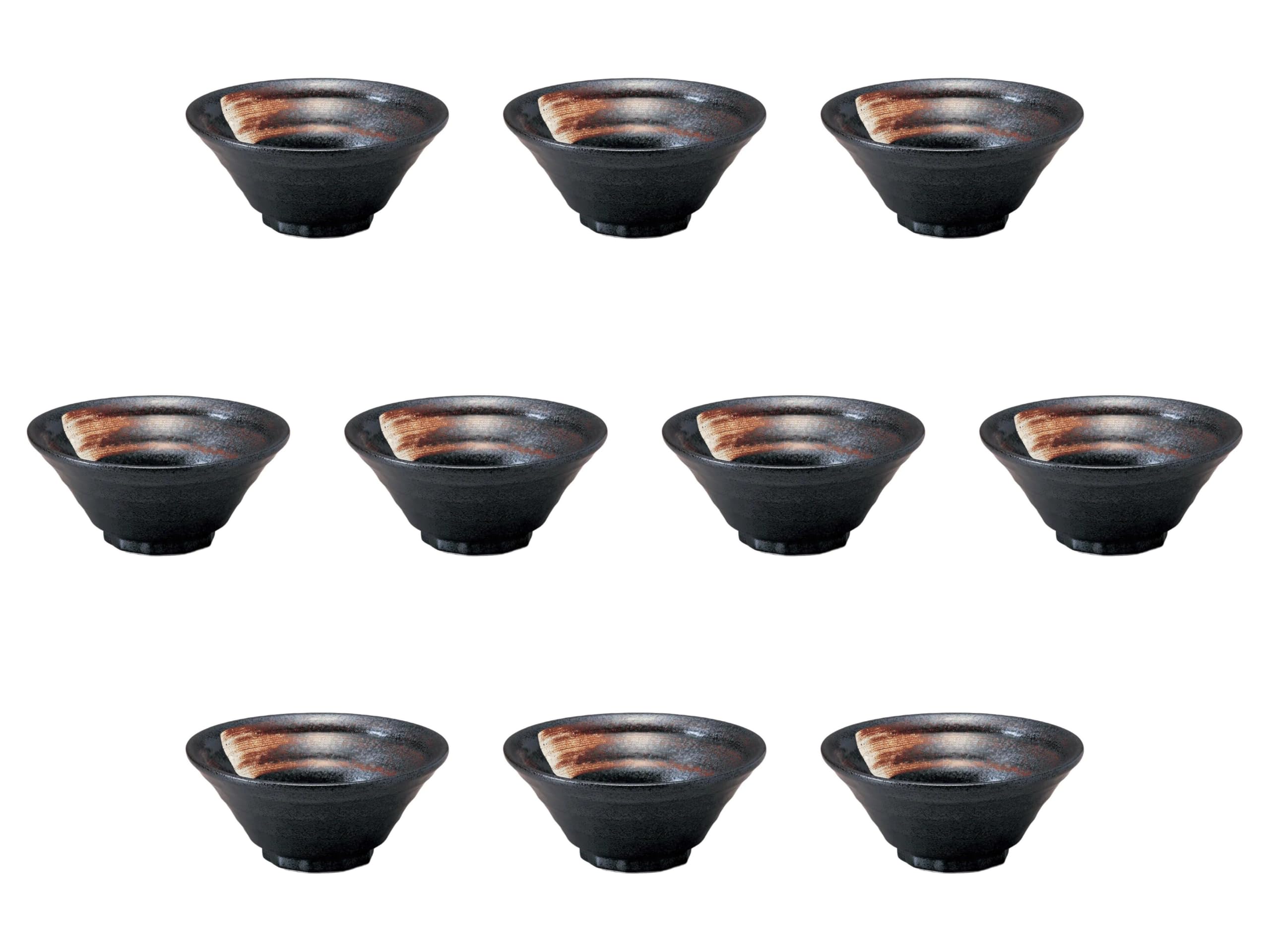 

Set of 10 Black Crystal White Brushed Naruto Bowls x Ramen Bowls by Setomonohonpo 6.5 [20 8.9cm (1100cc)]