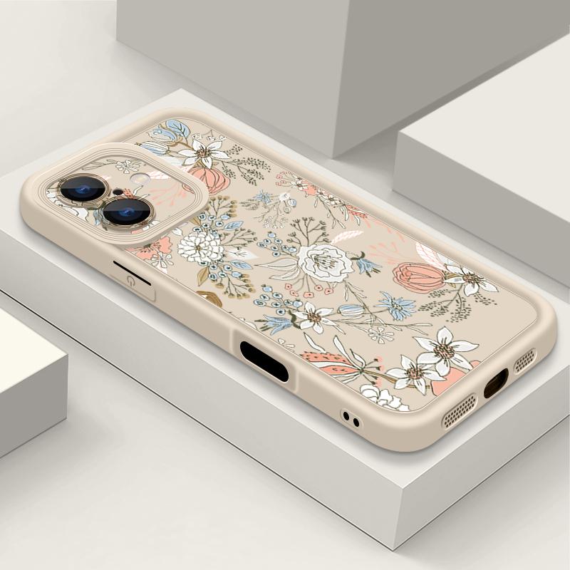 

Розкішний чохол для телефону з квітковим візерунком для iPhone 16 16e 15 14 13 12 Pro Max Plus 11 Прозорий ТПУ протиударний чохол iPhone 15 Plus білий/бежевий