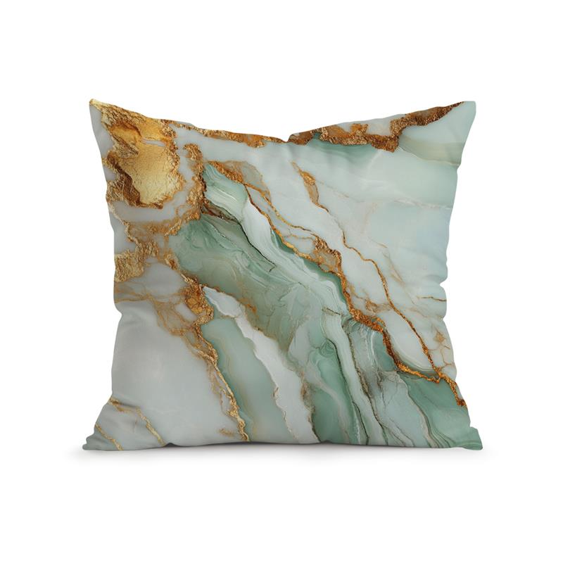 Green Gold Foil Marble Cushions Pillowcase Printed Polyester 45X45Cm Throw Pillow Cover Decorative Sofa Cushion Pillowslip Decor