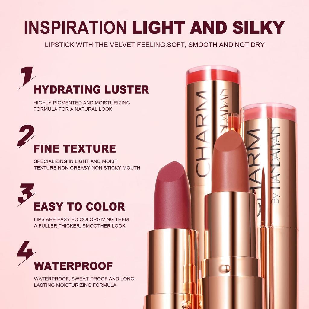 8 Farben Matter Lippenstift Langhaltend Wasserdicht Lippenstift Wischfest Klassisch Hochpigmentiert Samtiges Finish Lip Tint Make-up