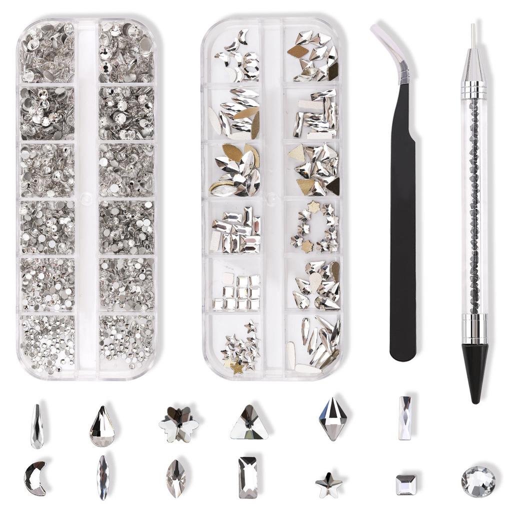 12 Gitter, Maniküre Diamant Sonderform Flachboden Strassstein, Maniküre Schmuck Diamant DIY Nageldekoration