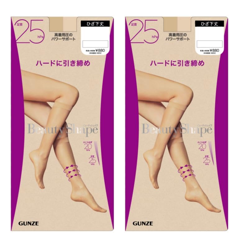 

Чулки до колена Beauty щиколотка упругие натуральные L [Gunze] (набор 2) Формирующий, 25 гПа, утягивающий, EAS801, женский, бежевый,