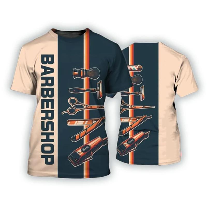 Hairdresser Men's Fashion 3D Printed T-shirt Casual Short Sleeved Barber Men's Style